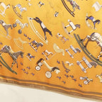 Hermes Raconte Moi le Cheval Talking About Horses Carre 90 Large Scarf Orange — view 3