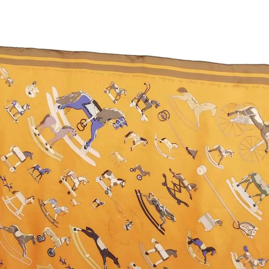 Hermes Raconte Moi le Cheval Talking About Horses Carre 90 Large Scarf Orange — view 2