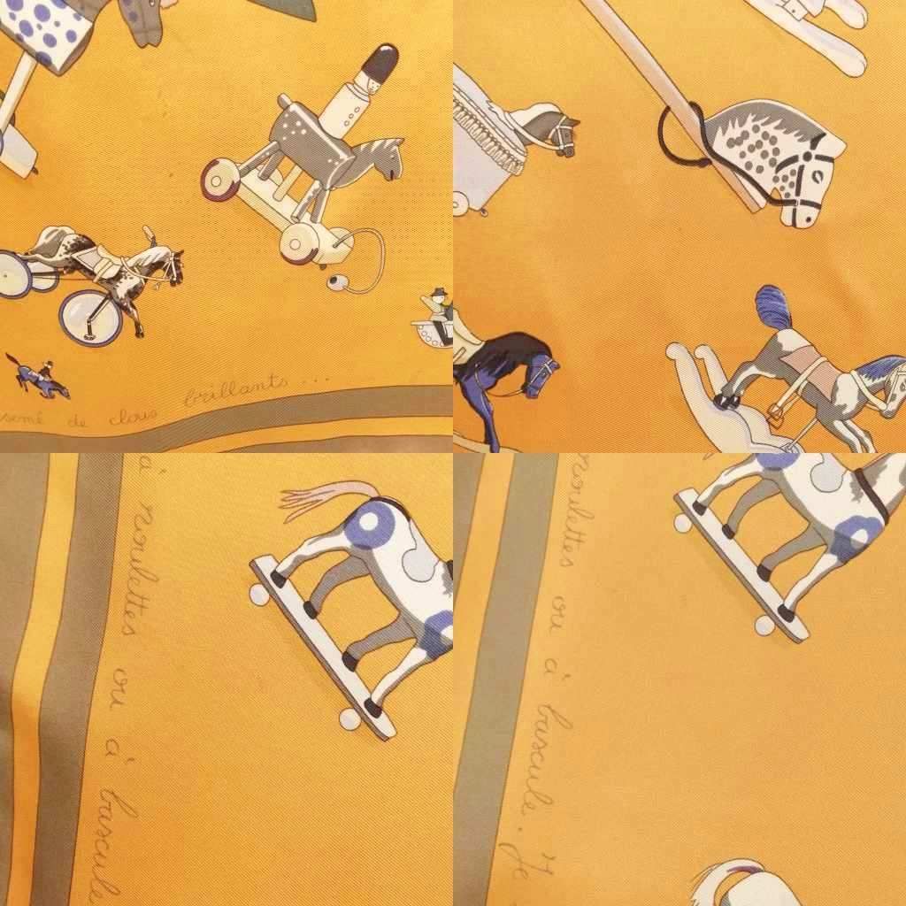 Hermes Raconte Moi le Cheval Talking About Horses Carre 90 Large Scarf Orange — view 8