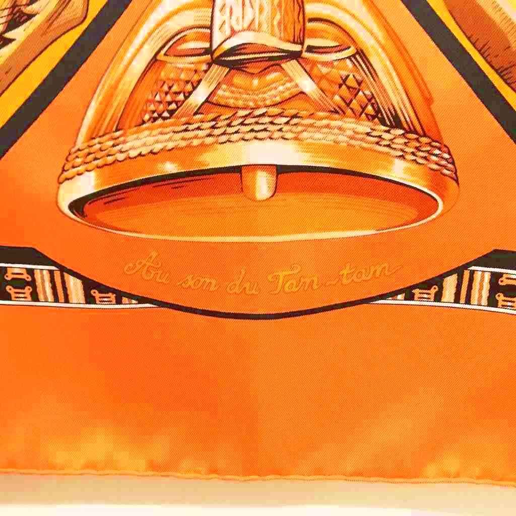 Hermes Au Son du Tam Carre 90 Large Scarf Orange — view 4