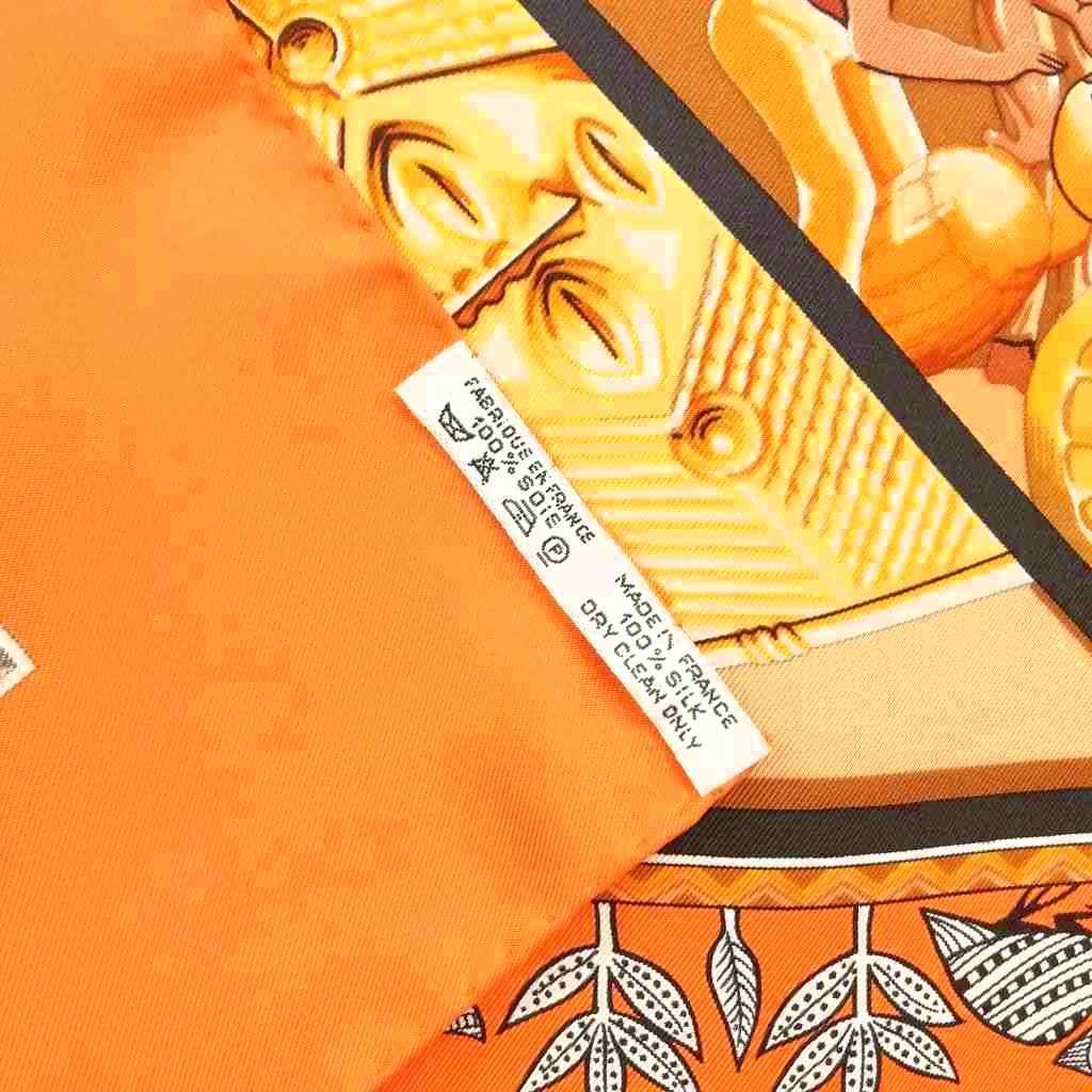 Hermes Au Son du Tam Carre 90 Large Scarf Orange — view 8