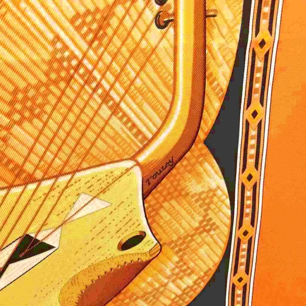 Hermes Au Son du Tam Carre 90 Large Scarf Orange — view 7