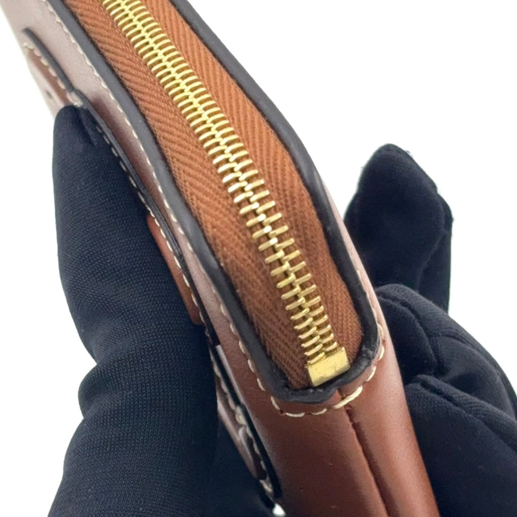 Celine Triomphe Coin Case Leather Brown Card Gold — view 8