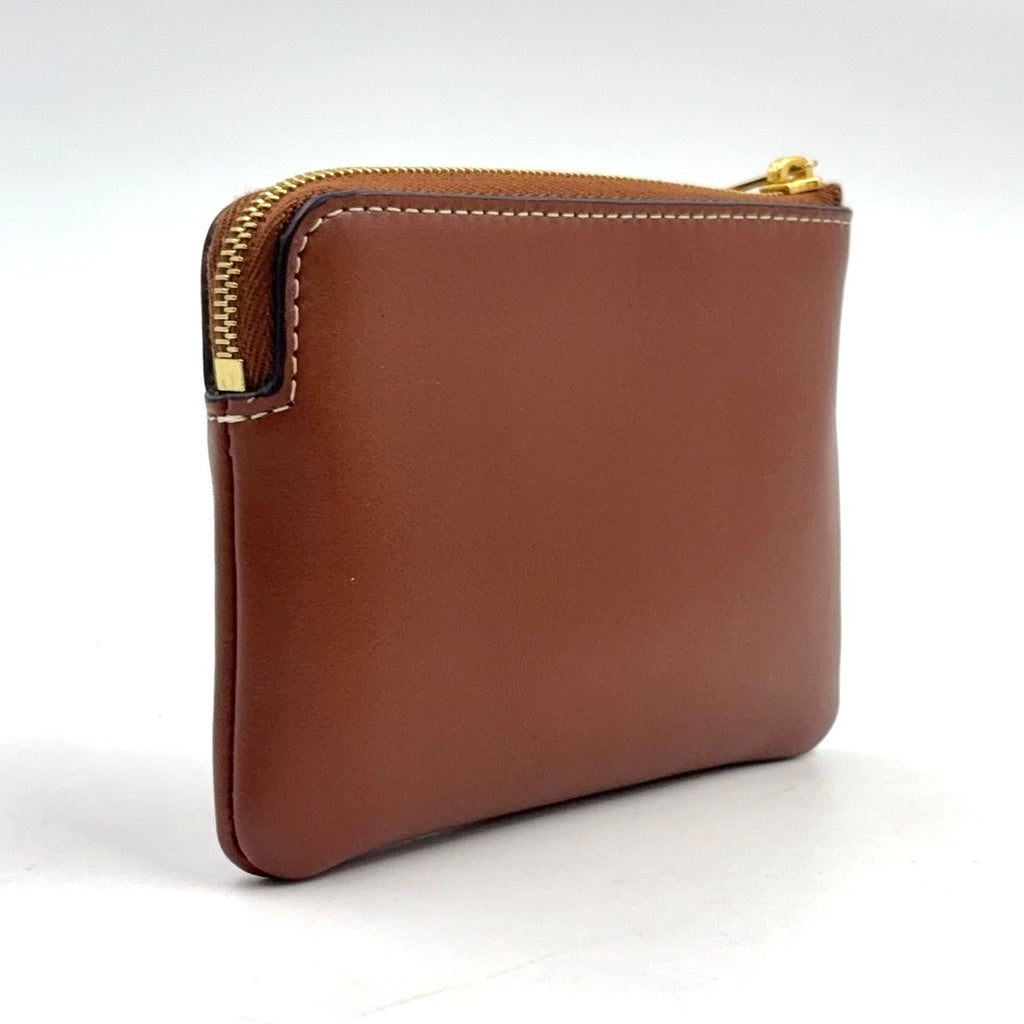 Celine Triomphe Coin Case Leather Brown Card Gold — view 2