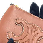 Celine Triomphe Coin Case Leather Brown Card Gold — view 5