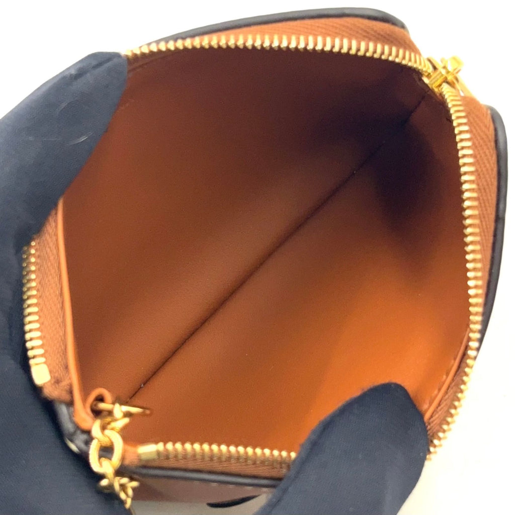 Celine Triomphe Coin Case Leather Brown Card Gold — view 3