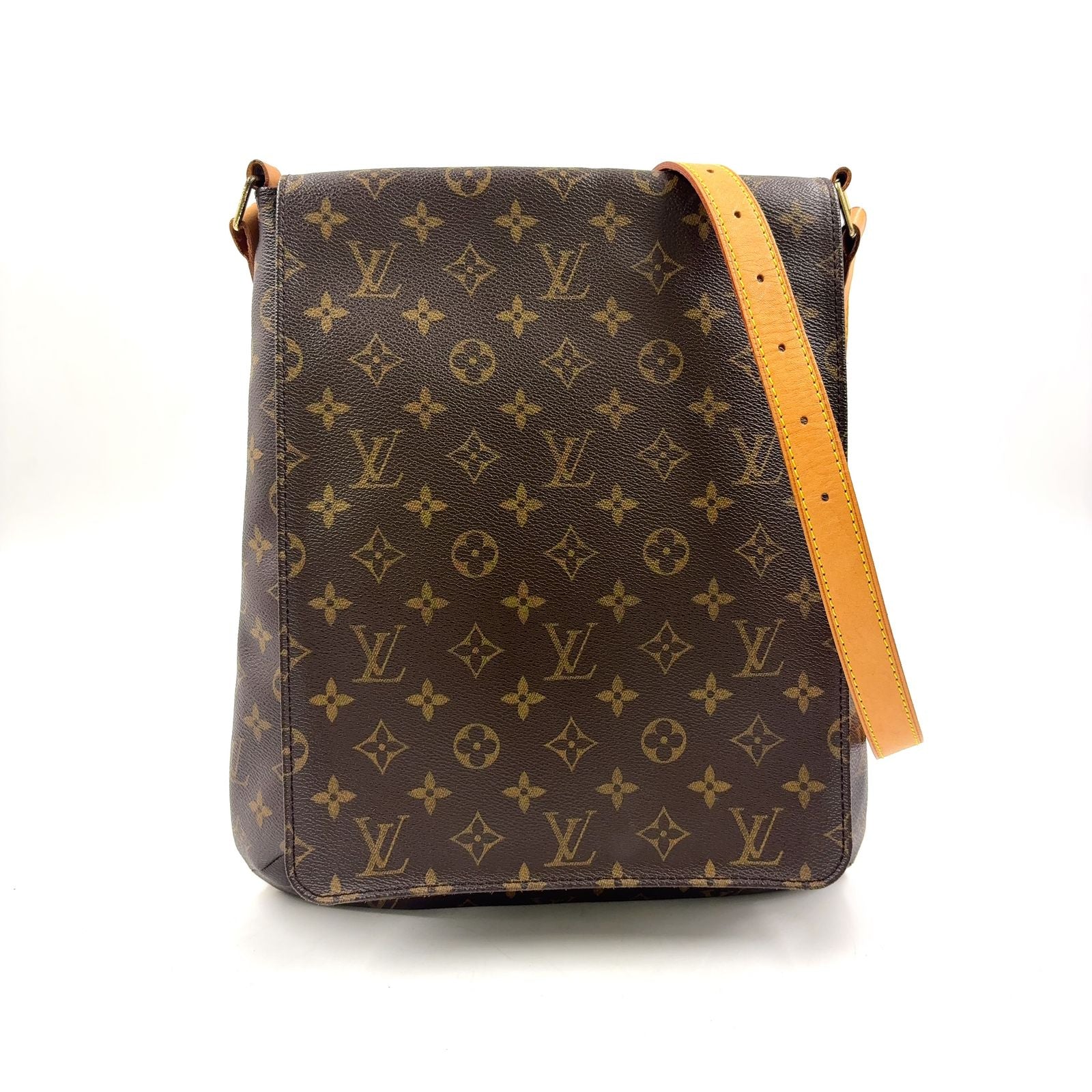 Louis Vuitton Musette Monogram Leather Brown Shoulder Bag Gold