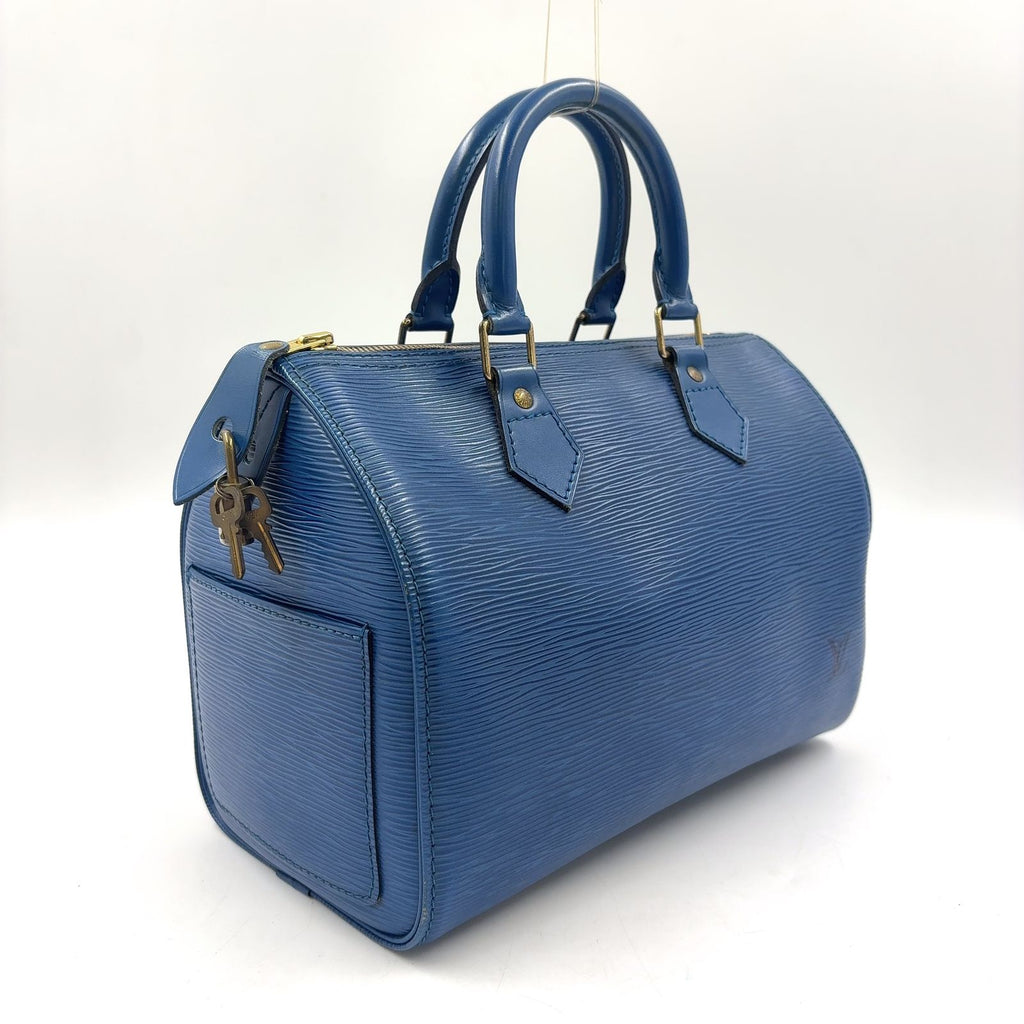 Louis Vuitton Speedy 25 Epi Toledo Blue Leather Handbag Gold — view 2