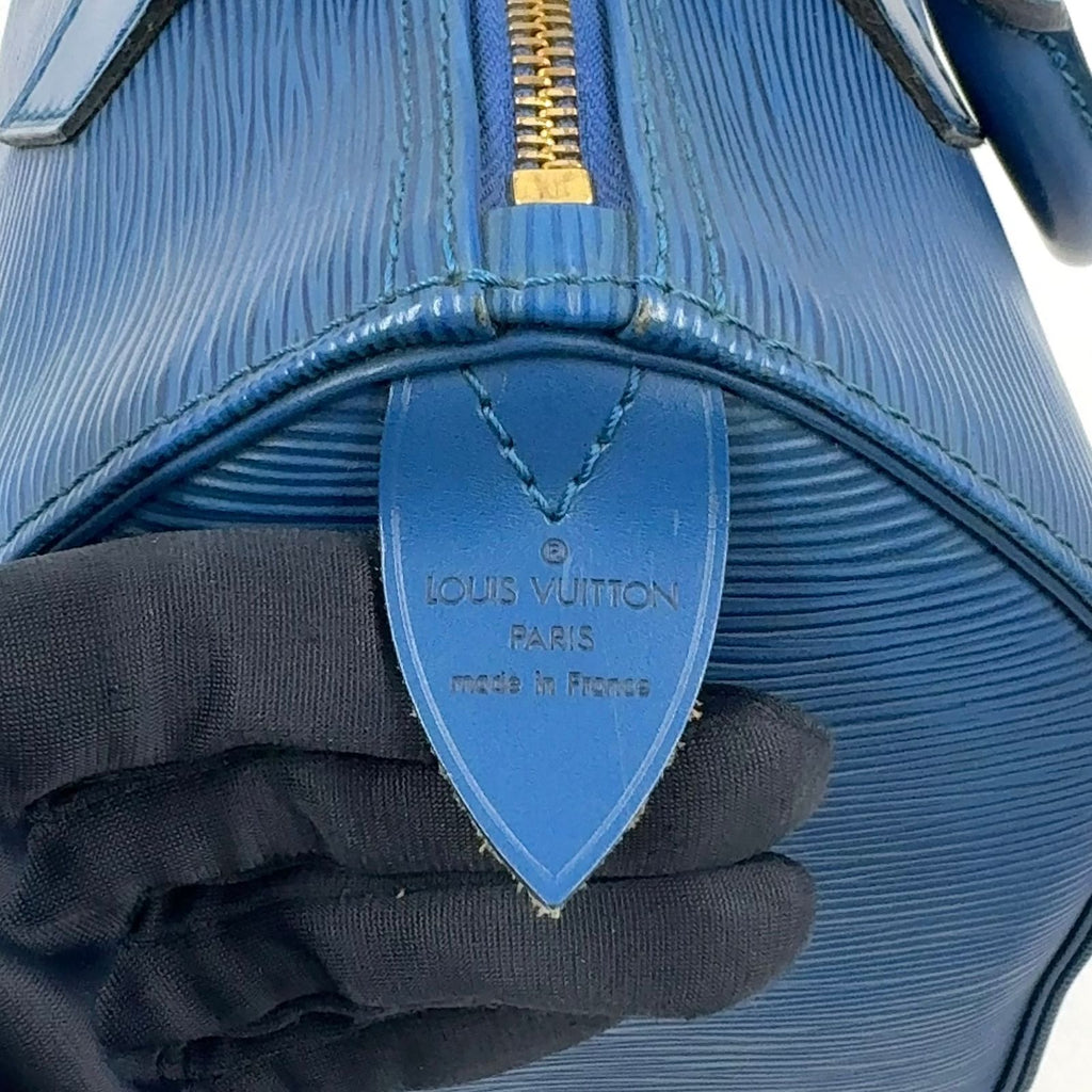 Louis Vuitton Speedy 25 Epi Toledo Blue Leather Handbag Gold — view 4