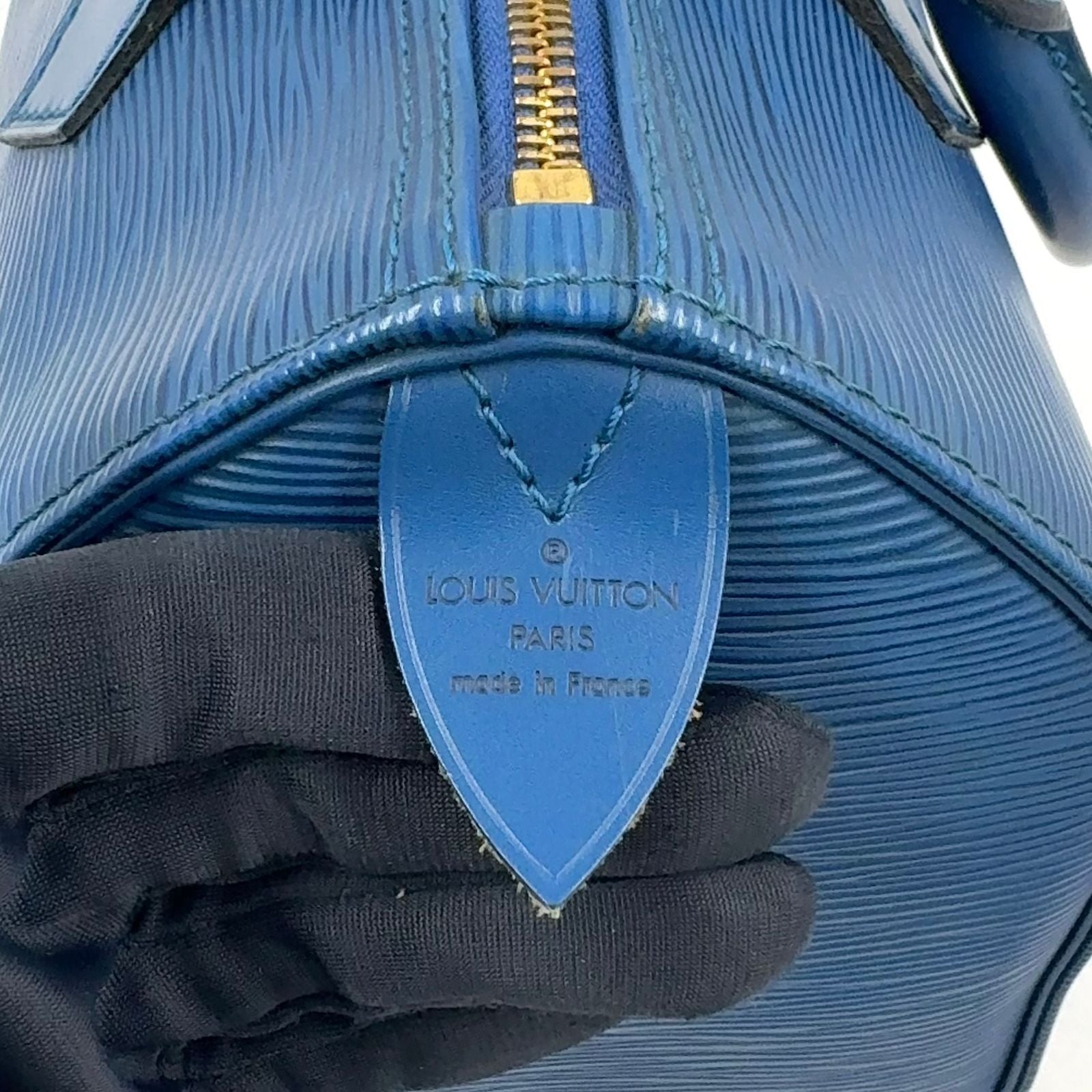 Louis Vuitton Speedy 25 Epi Toledo Blue Leather Handbag Gold — view 4