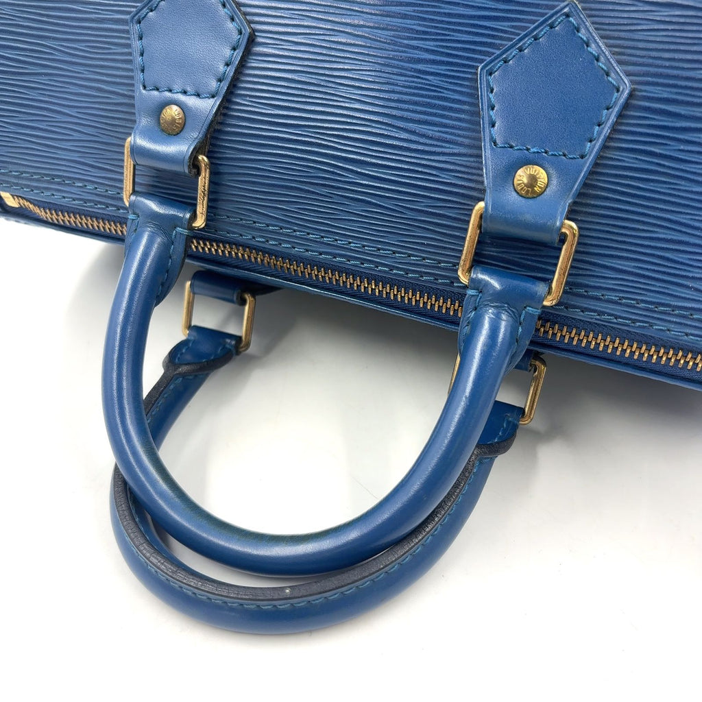 Louis Vuitton Speedy 25 Epi Toledo Blue Leather Handbag Gold — view 6