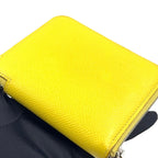 Hermes Asap Compact Silk in Zip Around Leather Yellow Brown Wallet Silver — view 5