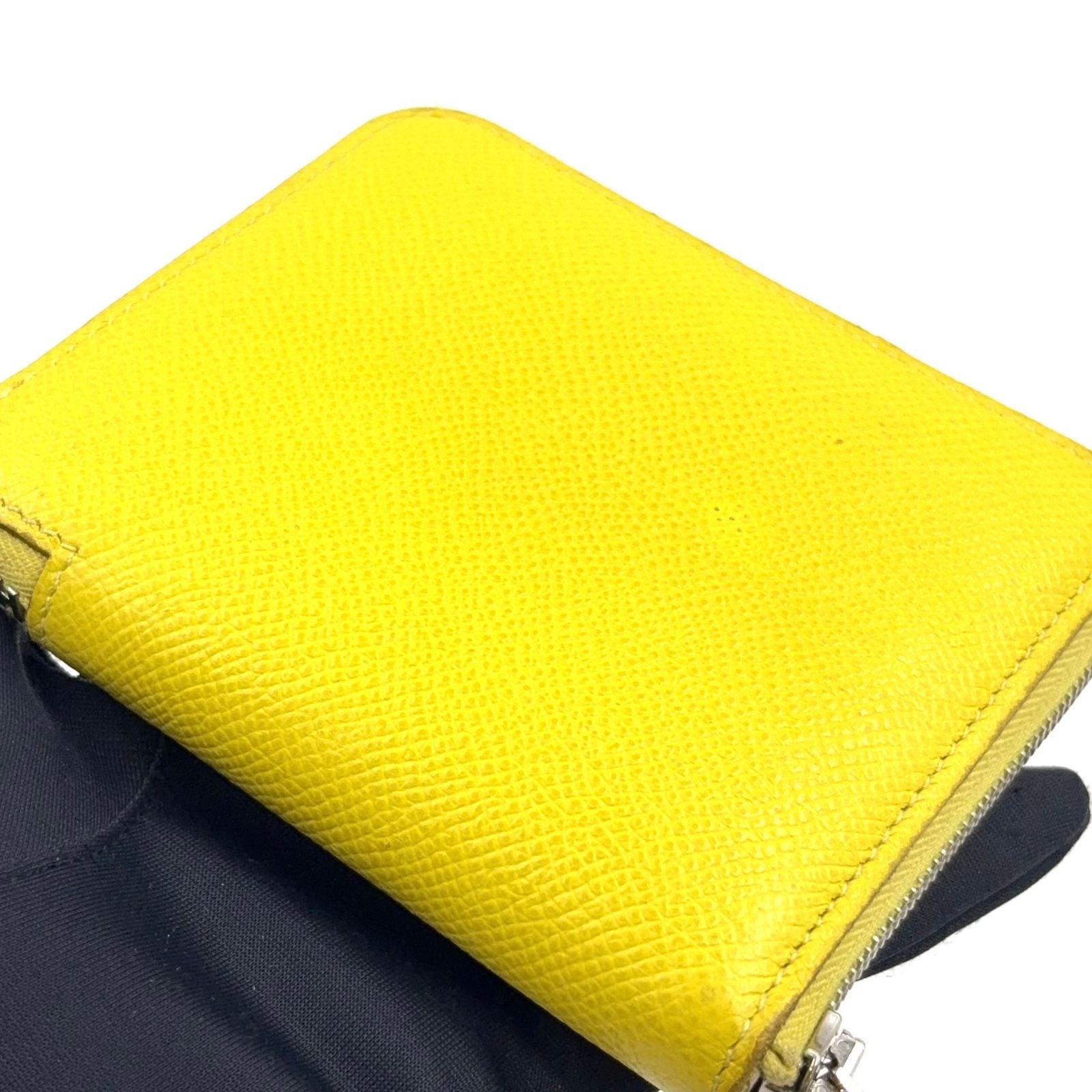 Hermes Asap Compact Silk in Zip Around Leather Yellow Brown Wallet Silver — view 5