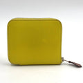 Hermes Asap Compact Silk in Zip Around Leather Yellow Brown Wallet Silver