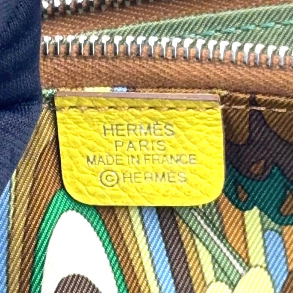 Hermes Asap Compact Silk in Zip Around Leather Yellow Brown Wallet Silver — view 4