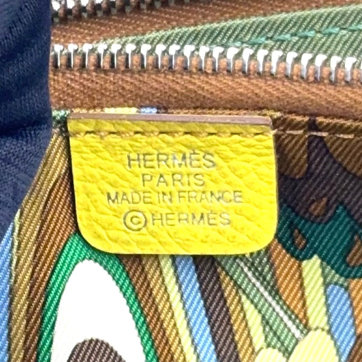 Hermes Asap Compact Silk in Zip Around Leather Yellow Brown Wallet Silver — view 4