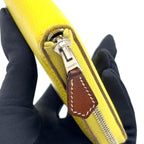 Hermes Asap Compact Silk in Zip Around Leather Yellow Brown Wallet Silver — view 8