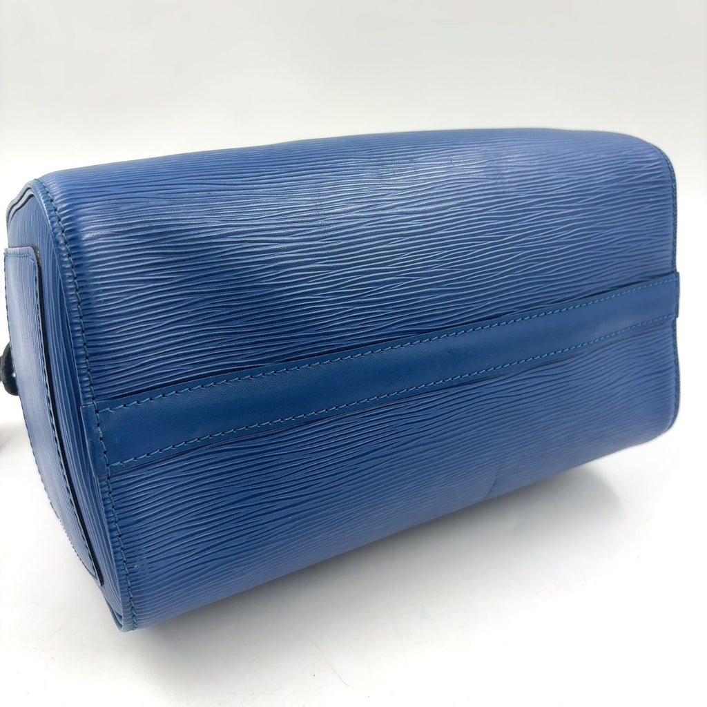 Louis Vuitton Speedy 25 Epi Toledo Blue Leather Handbag Gold — view 8
