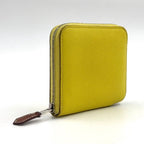 Hermes Asap Compact Silk in Zip Around Leather Yellow Brown Wallet Silver — view 2