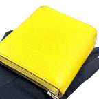 Hermes Asap Compact Silk in Zip Around Leather Yellow Brown Wallet Silver — view 6