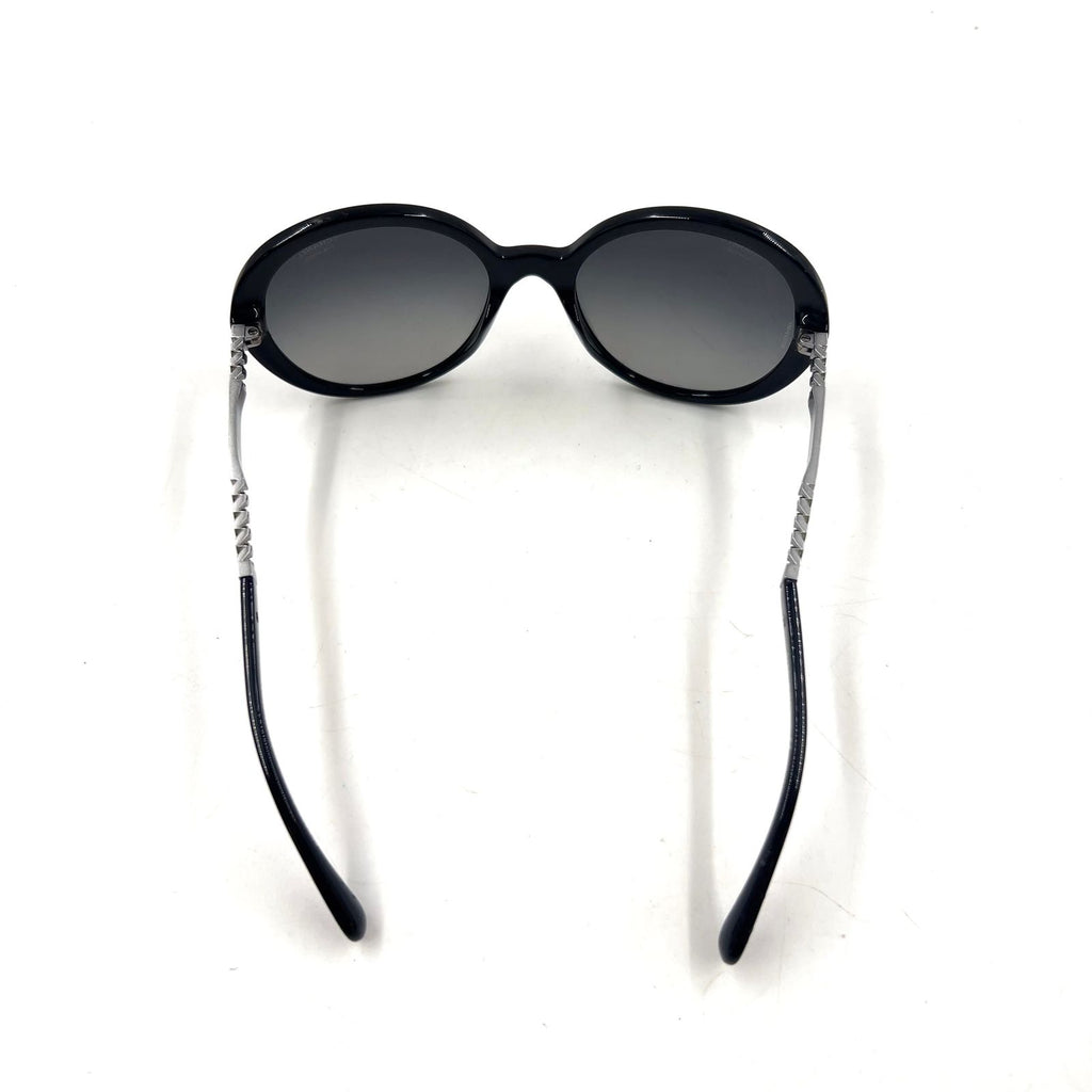 Chanel Chain Temple Acetate Metal Black Sunglasses Silver Eyewear — view 4