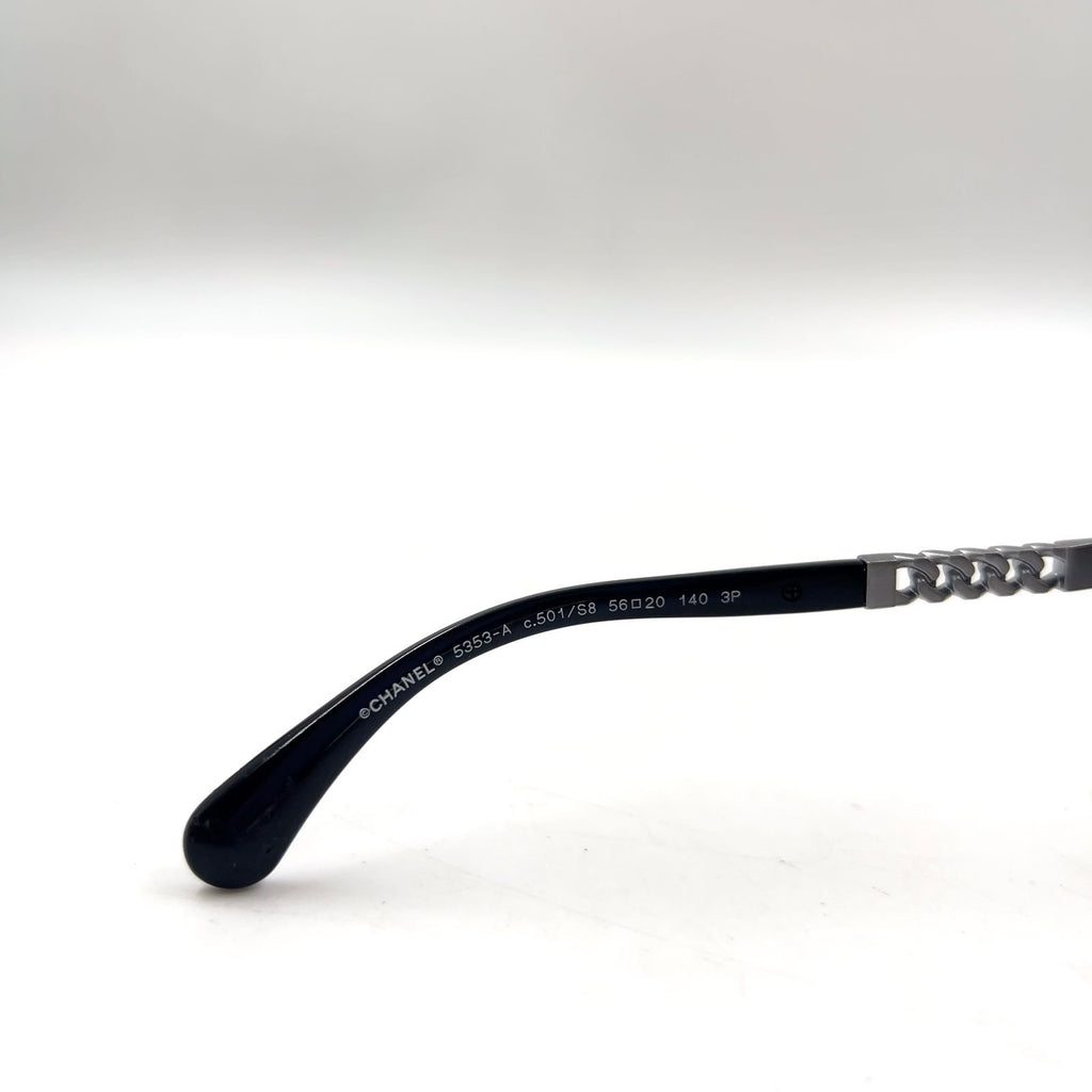 Chanel Chain Temple Acetate Metal Black Sunglasses Silver Eyewear — view 6