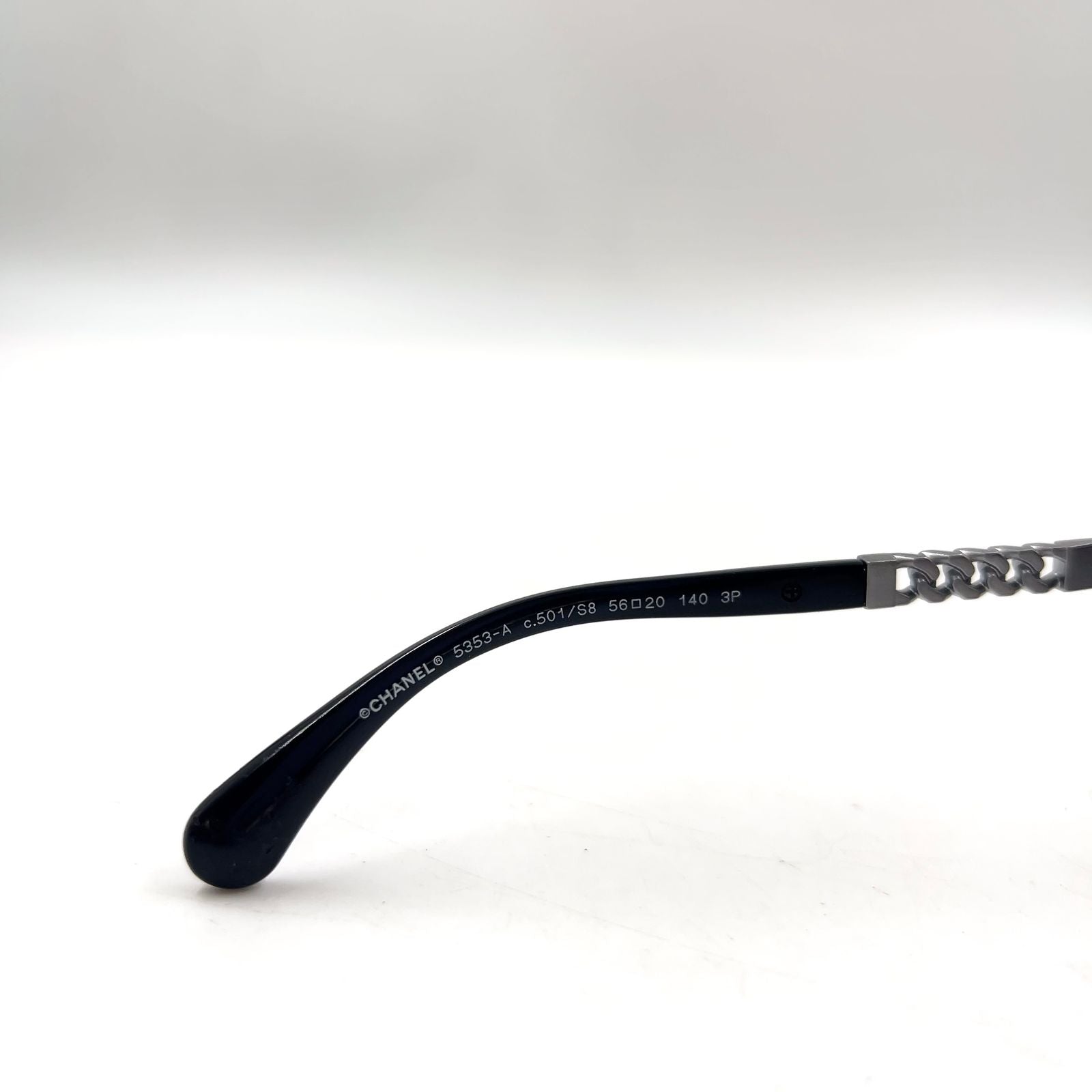 Chanel Chain Temple Acetate Metal Black Sunglasses Silver Eyewear — view 6