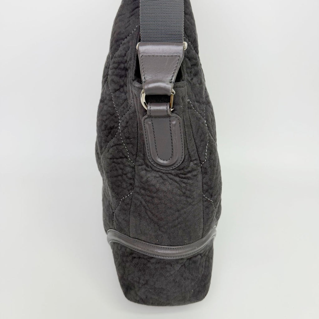 Chanel Sports Line CC Logo Chain Shoulder Bag Suede Leather Gray Silver Vintage — view 7