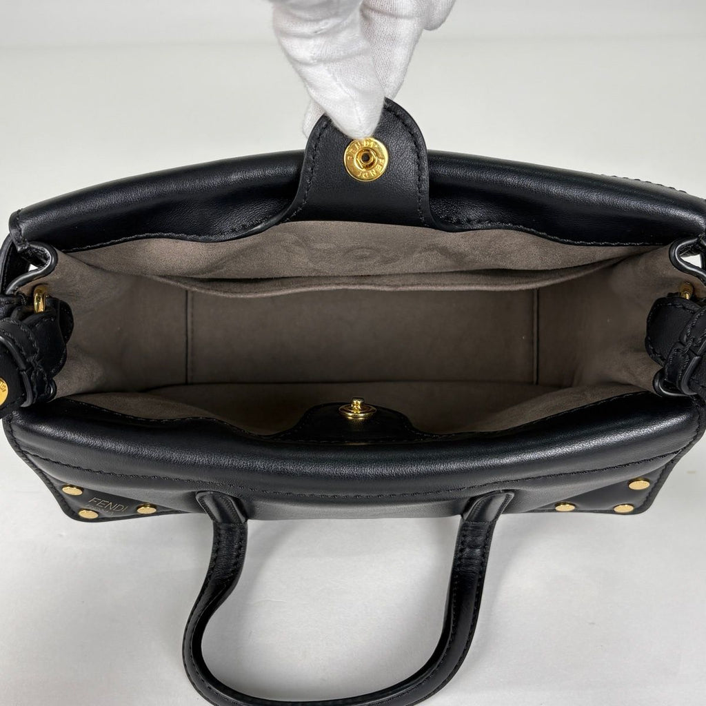 Fendi Flip Small Handbag 2-Way Leather Black — view 7