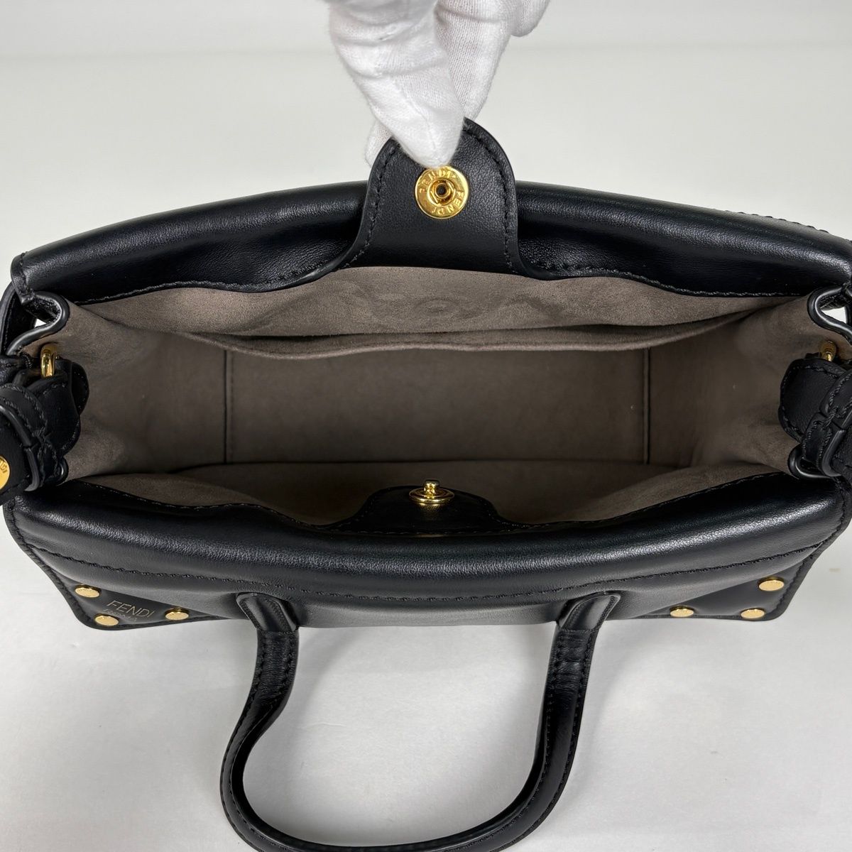 Fendi Flip Small Handbag 2-Way Leather Black — view 7