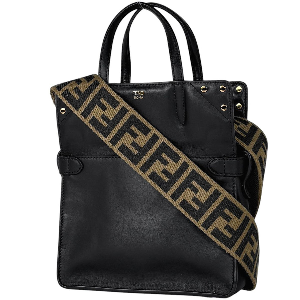 Fendi Flip Small Handbag 2-Way Leather Black