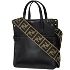 Fendi Flip Small Handbag 2-Way Leather Black