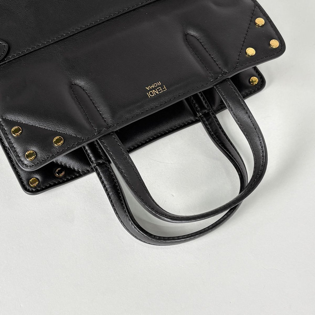Fendi Flip Small Handbag 2-Way Leather Black — view 5