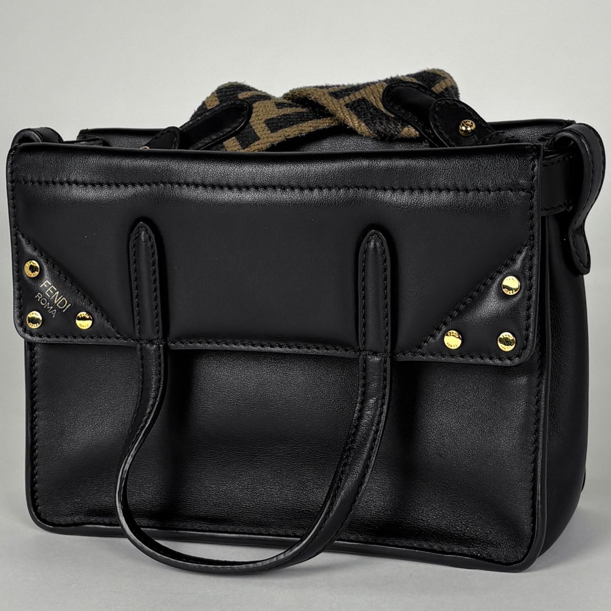 Fendi Flip Small Handbag 2-Way Leather Black — view 2