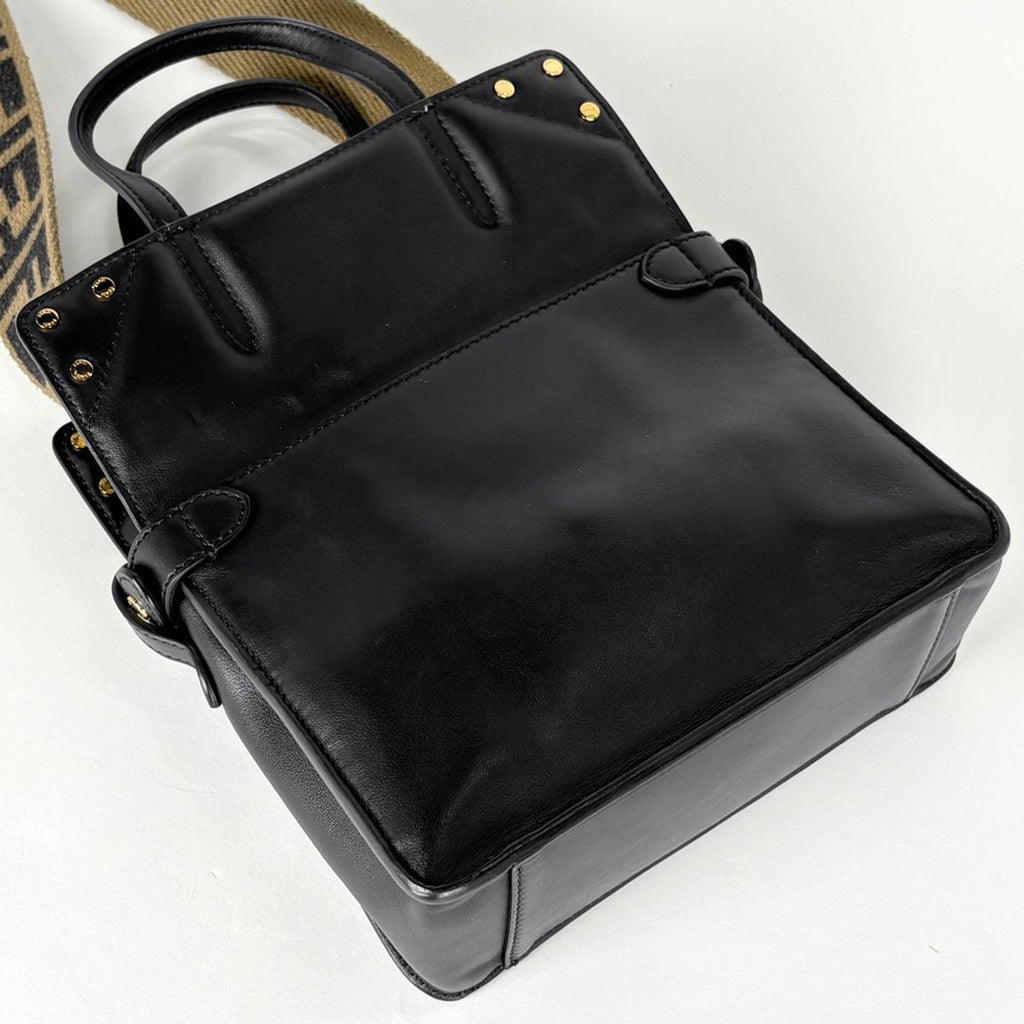 Fendi Flip Small Handbag 2-Way Leather Black — view 3