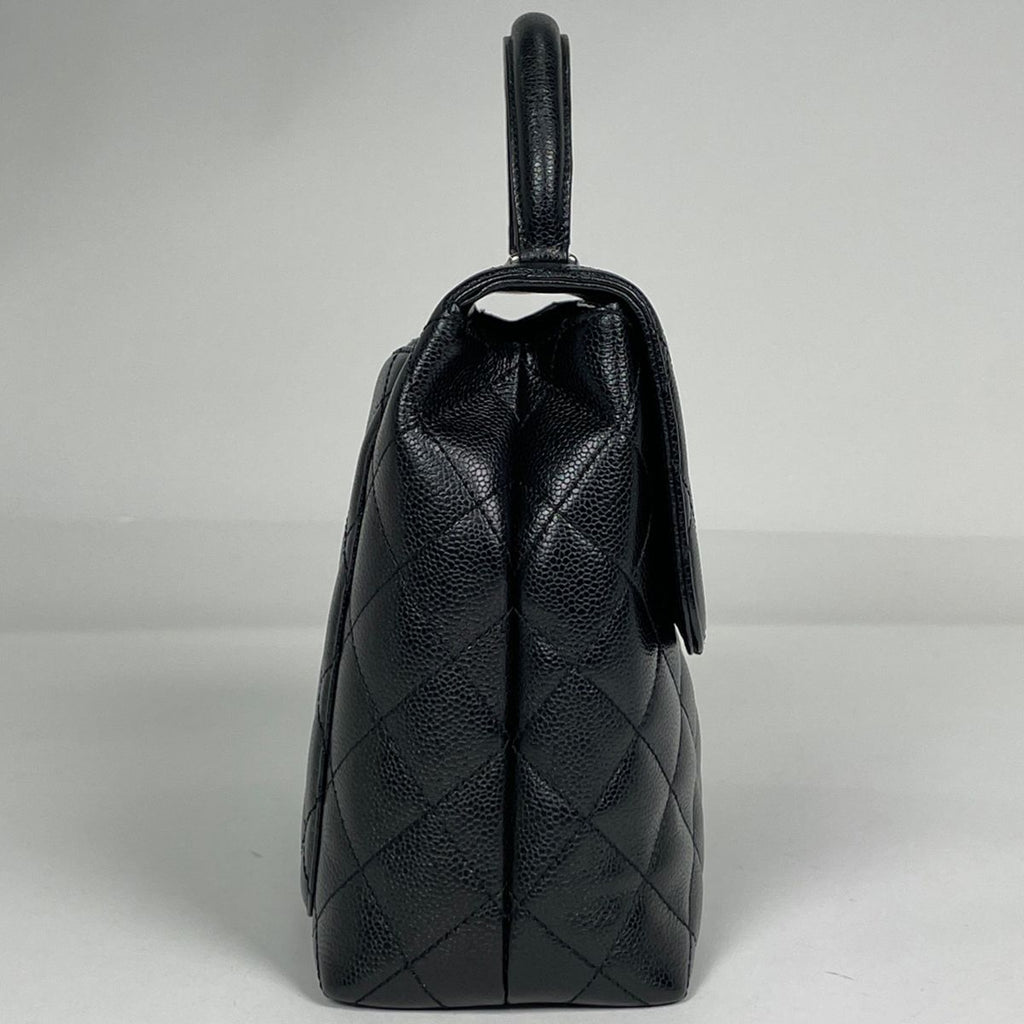 Chanel CC Logo Handbag Quilted Caviar Leather Black — view 4