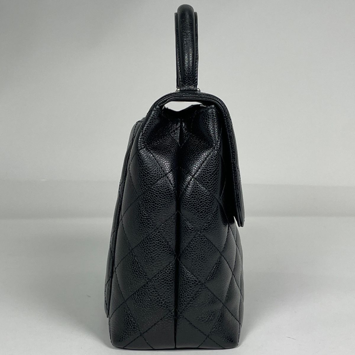 Chanel CC Logo Handbag Quilted Caviar Leather Black — view 4