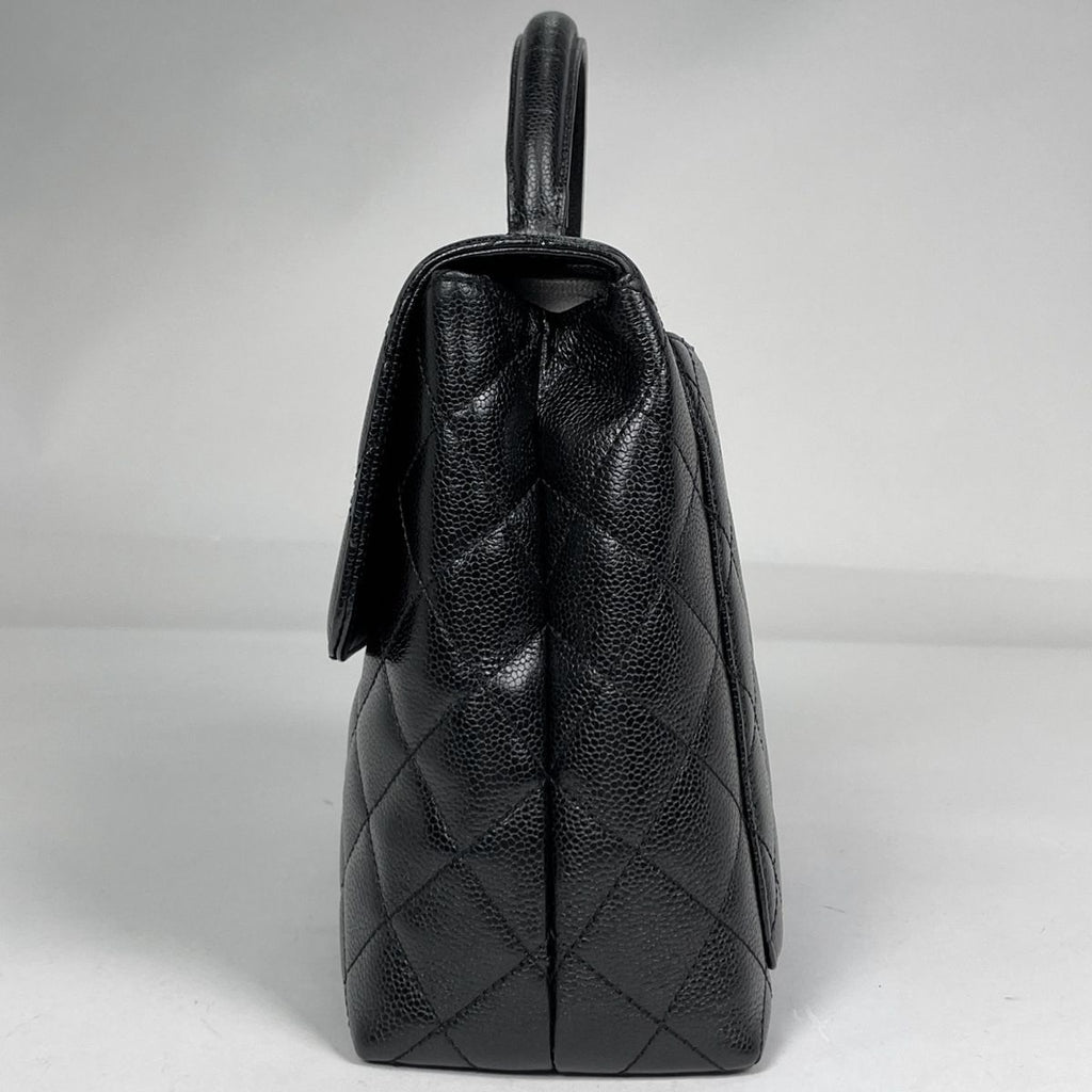 Chanel CC Logo Handbag Quilted Caviar Leather Black — view 2