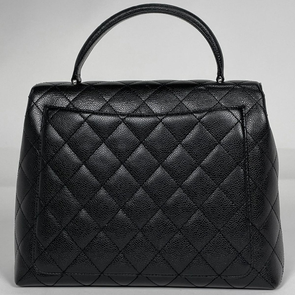 Chanel CC Logo Handbag Quilted Caviar Leather Black — view 3