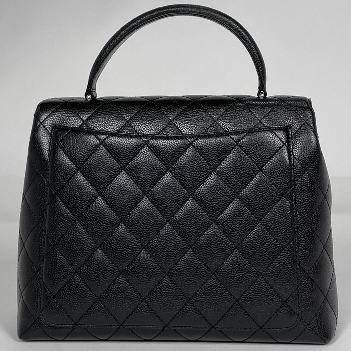 Chanel CC Logo Handbag Quilted Caviar Leather Black — view 3