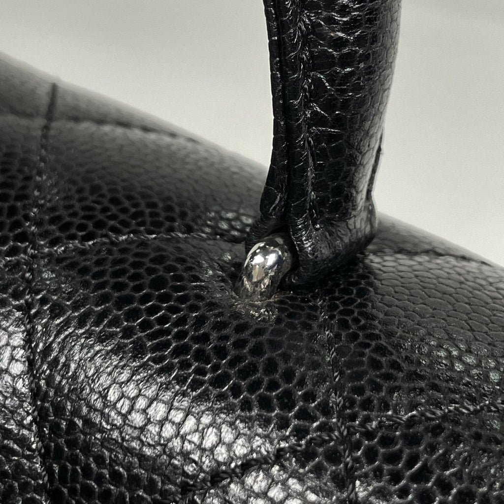 Chanel CC Logo Handbag Quilted Caviar Leather Black — view 8