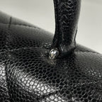 Chanel CC Logo Handbag Quilted Caviar Leather Black — view 8