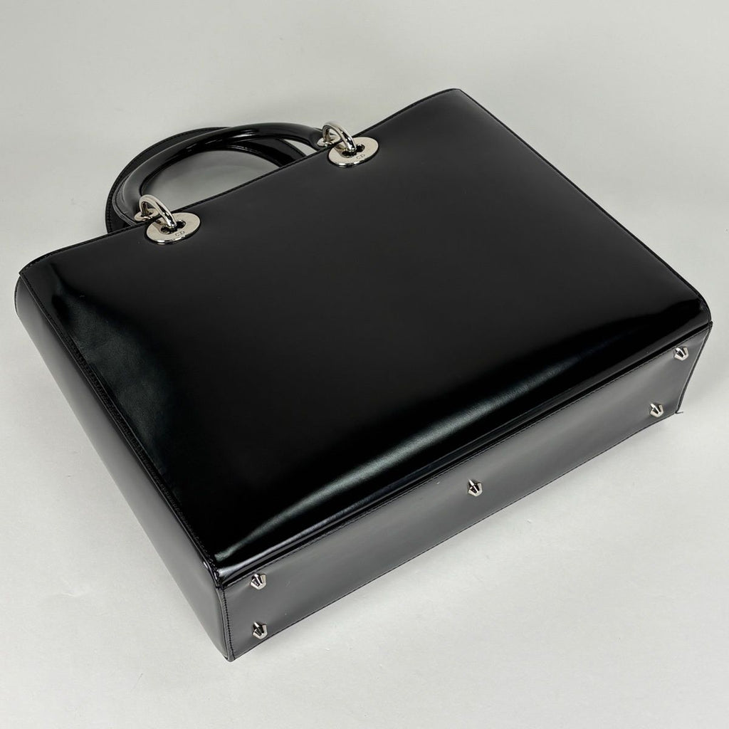 Dior Lady Dior Patent Handbag Leather Black — view 2