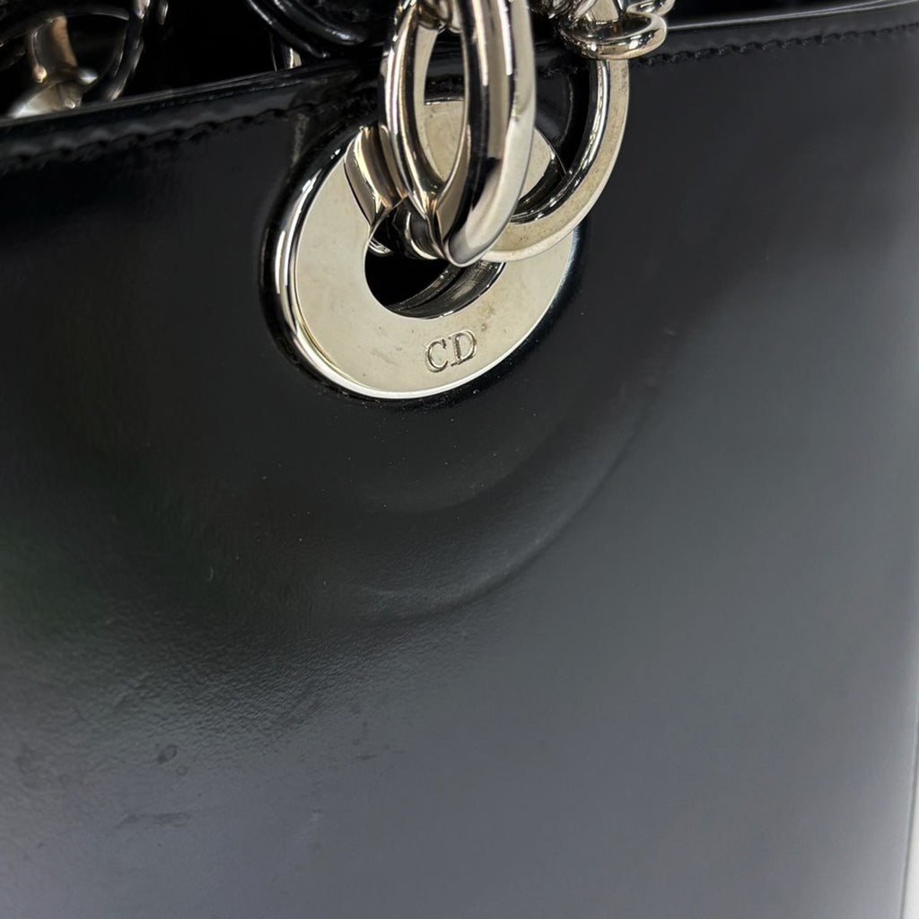 Dior Lady Dior Patent Handbag Leather Black — view 5