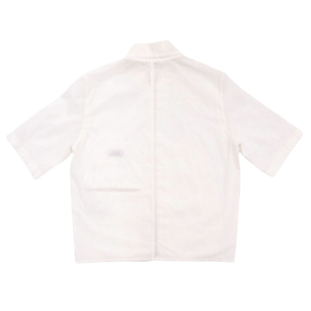 Hermes Zip Up Cotton White Overshirt Short Sleeve Shirt — view 2