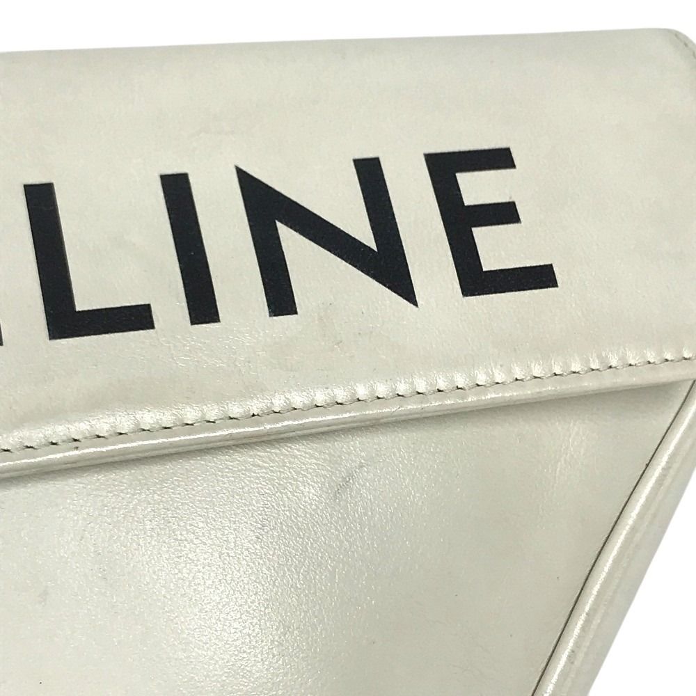 Celine Shoulder Bag Logo Triangle Leather White — view 6