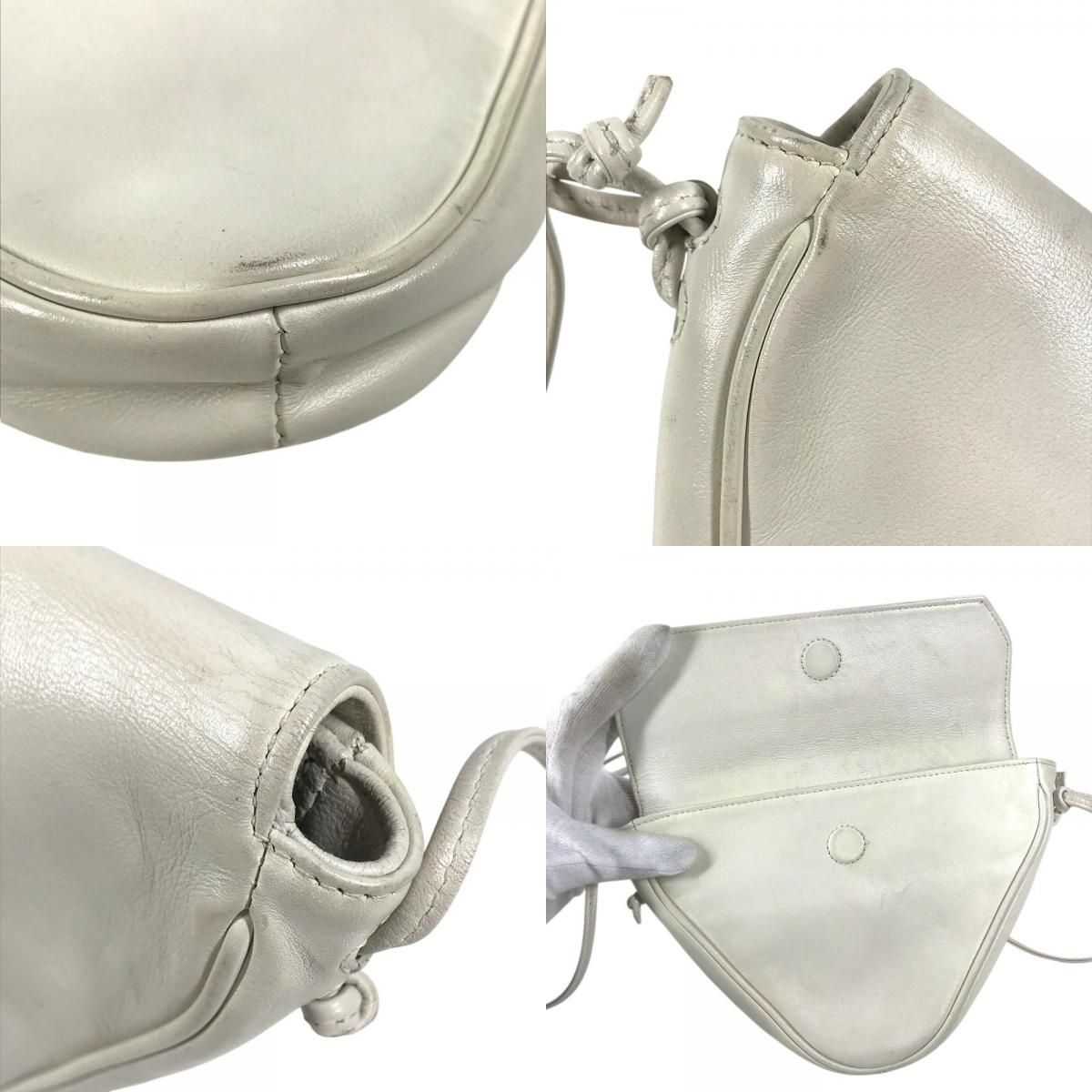Celine Shoulder Bag Logo Triangle Leather White — view 8