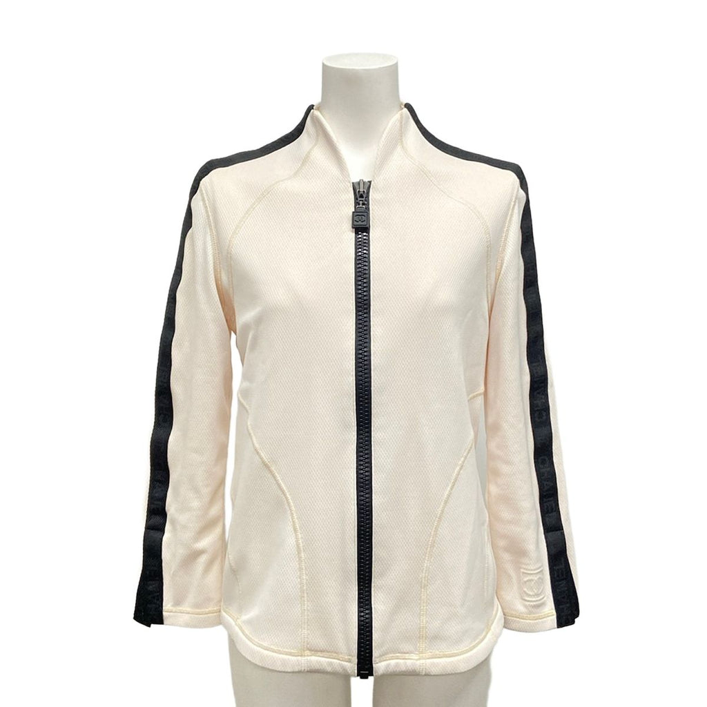 Chanel Jersey 38 M Sports Line Beige Black T-Shirt