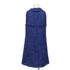 Chanel Dress 38 M Blue Tweed Zip Up Cotton — view 2
