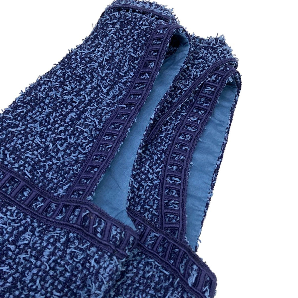 Chanel Dress 38 M Blue Tweed Zip Up Cotton — view 6